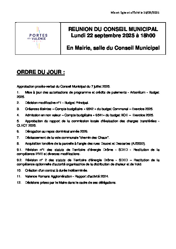 Ordre du jour CM 12-09-2025