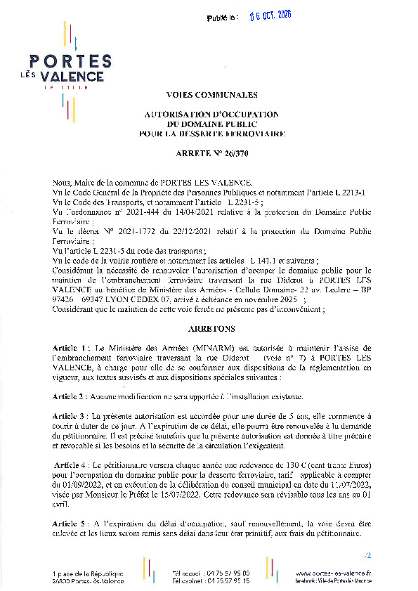Arrêté 2026/370 - Occupation du domaine public