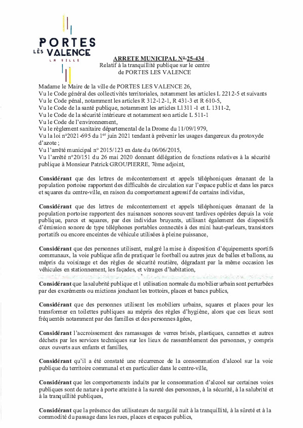 2025/434 - Tranquillité publique