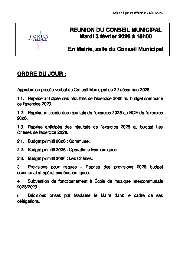 Ordre du Jour CM du 03/02/2026