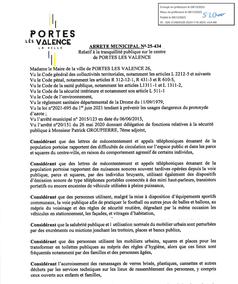 2025/434 - Tranquillité publique