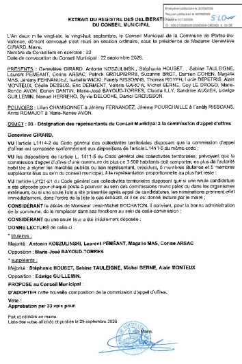 Délibération CM du 28/09/2026 - Désignation des membres de la CAO