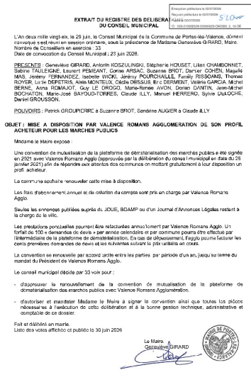 Délibération CM du 29/06/2026 - Mise à disposition par VRA d'un profil acheteur