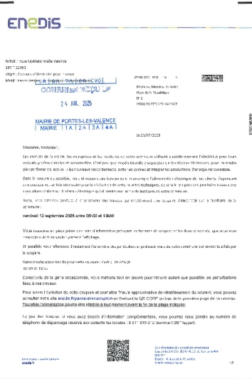 Coupure de courant ENEDIS