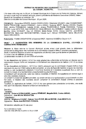 Délibération CM du 29/06/2026 - Désignation membres CAO