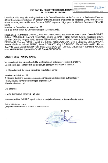 Délibération CM du 28/03/2026 - Élection du Maire