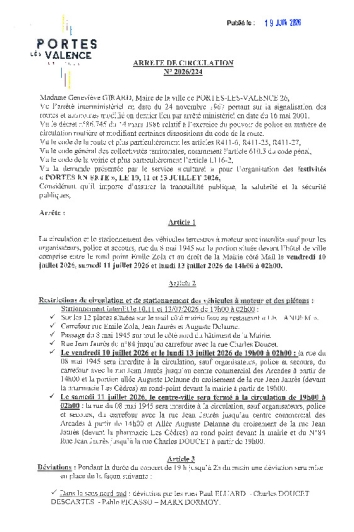 Arr^zté 2026/224 - Circulation et stationnement Portes en Fêtes