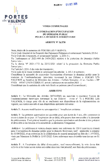 Arrêté 2026/370 - Occupation du domaine public