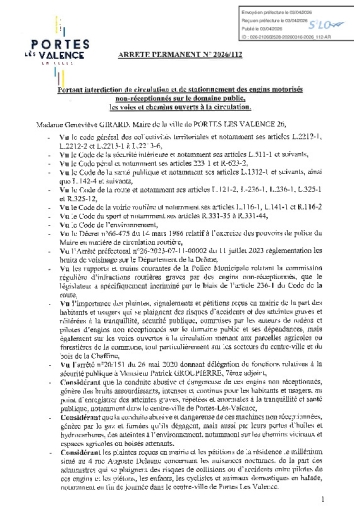 Arrêté 2026/112 - Interdiction engins motorisés