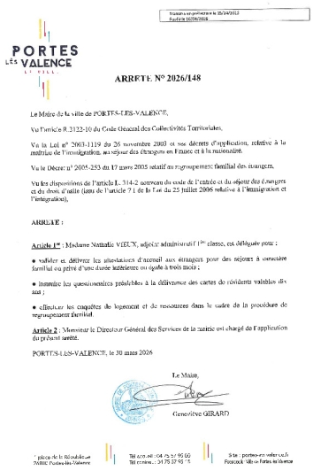 Arrêté 2026/148 - Délégation à un agent