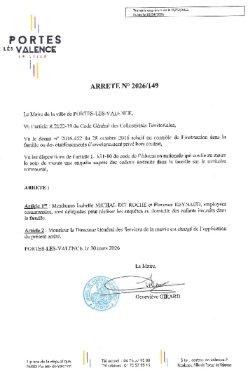 Arrêté 2026/149 - Délégation à un agent