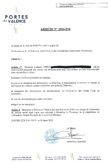 Arrêté 2026/154 - Délégation à un agent