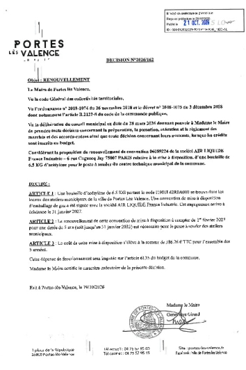 Décision 2026/162 - Signature d'un marché