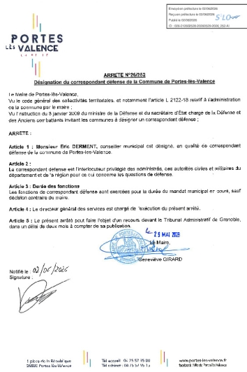 Arrêté 2026/525 - Désignation d'un correspondant défense