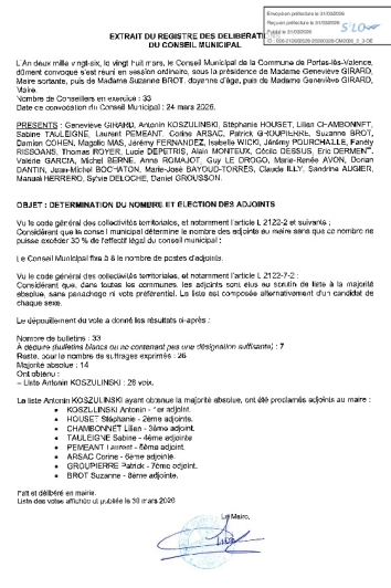 Délibération CM du 28/03/2026 - Détermination du nombre et élection des adjoints