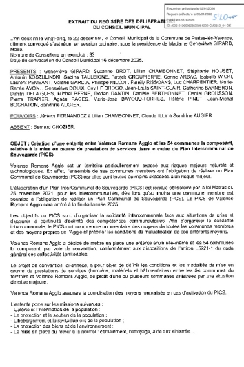 Délibération du 22/12/2025 - Création d'une entente avec VRA, mise en oeuvre prestation de services dans le cadre du PICS