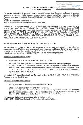 Délibération CM du 28/03/2026 - Majoration des indemnités de fonction