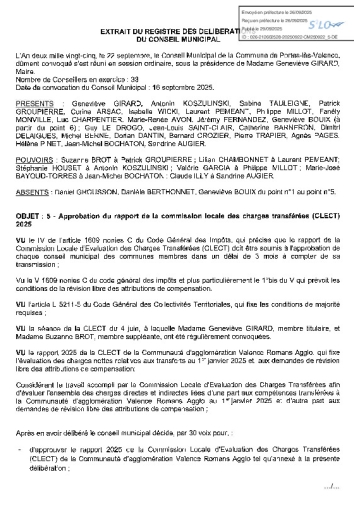 Délibération CM 22-09-2025 - VRA / Approbation rapport CLECT