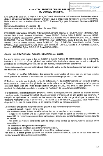 Délibération CM du 28/03/2026 - Délégations du conseil au Maire