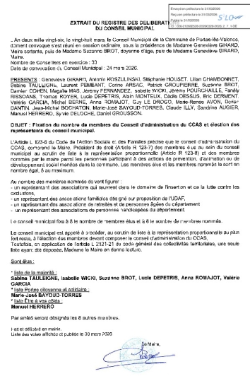 Délibération CM du 28/03/2026 - Désignation des reperésentants au CCAS