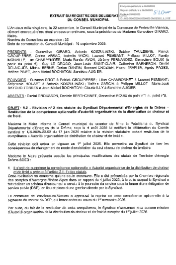 Délibération CM 22-09-2025 - Révision n°2 statuts Territoire d'énergie Drôme