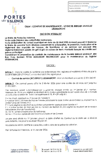 Décision 2026/07 - Signature d'un marché