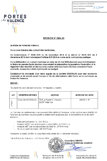 Décision 2026/25 - Signature d'un marché