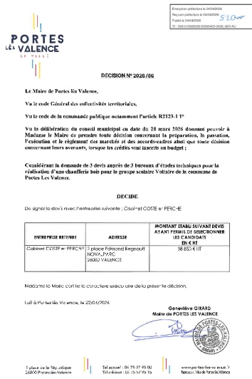 Décision 2026/66 - Signature d'un marché