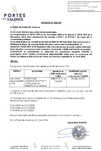 Décision n°2026/89 - Signature d'un marché