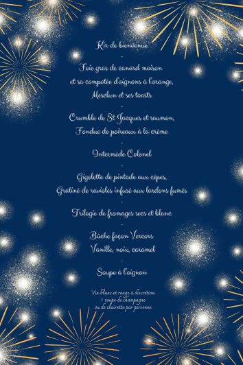 Menu du Réveillon du comité des fêtes