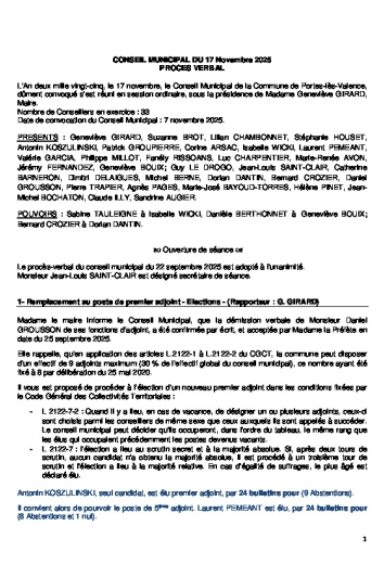 Procès-verbal - CM du 17/11/2025