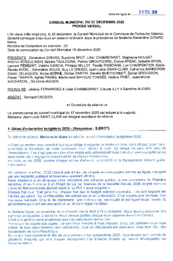 Procès-verbal CM du 22/12/2025