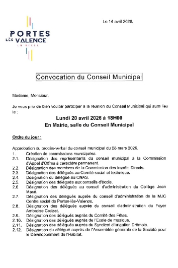 Convocation CM du 20/04/2026