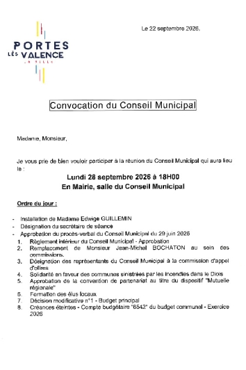 Convocation CM du 28/09/2026