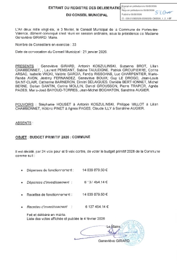 Délibération CM du 03/02/2026 - Budget primitif Commune