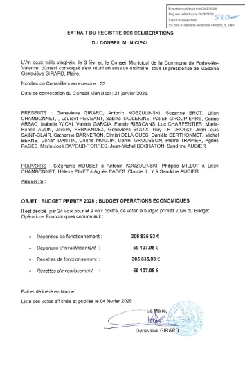 Délibération CM du 03/02/2026 - Budget primitif Opérations économiques