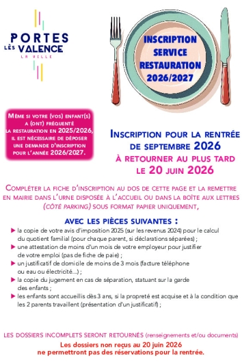 Inscription à la cantine 2026