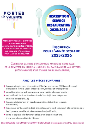 Inscription à la cantine 2025-2026