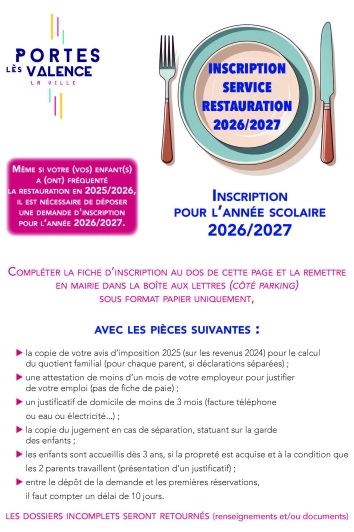 Affiche inscription à la cantine 2026