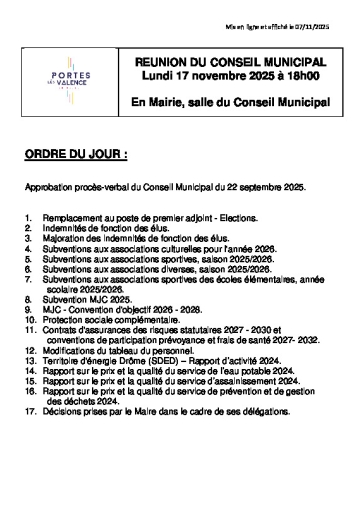 Ordre du jour CM du 17/11/2025