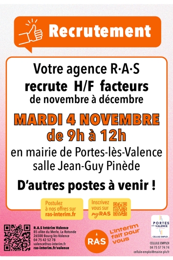 Votre agence R-A-S recrute !