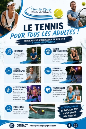Rentrée - descriptif activités Tennis club Portes les Valence