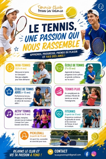 Rentrée - descriptif activités Tennis club Portes les Valence