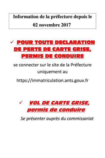 Perte ou vol de carte grise