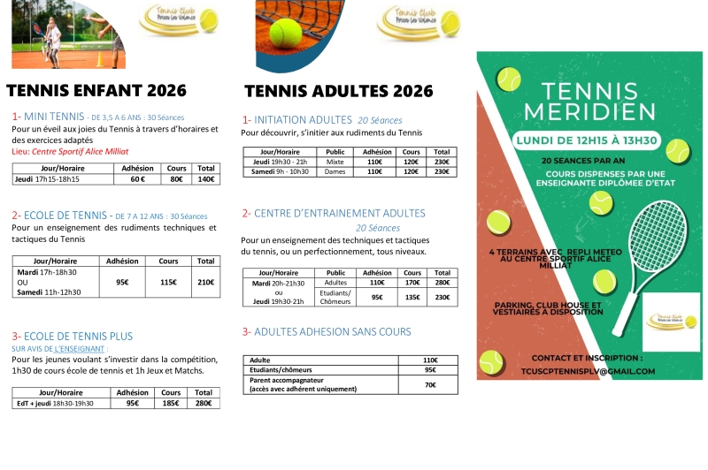 Rentrée 2026 du Tennis Club de Portes les Valence