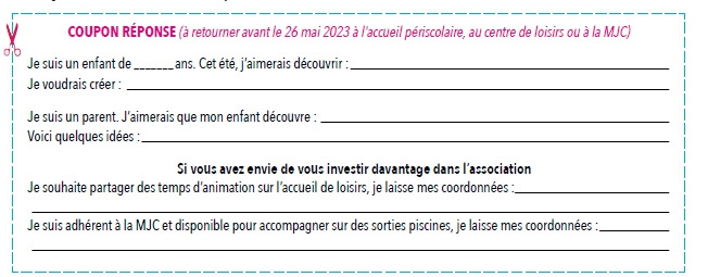 Pêche au idées à  la MJC ( coupon)