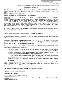 Délibération CM du 17/11/2025 - Remplacement du 5ème adjoint