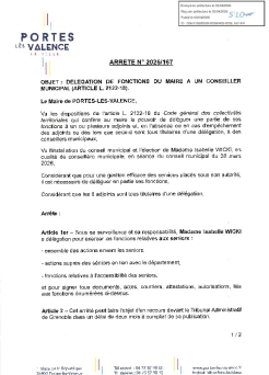 Arrêté 2025/ 167 - Délégation de fonctions à un conseiller municipal