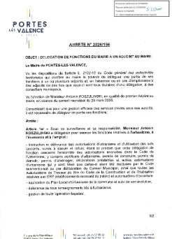 Arrêté 2026/156 - Délégation de fonctions à un adjoint