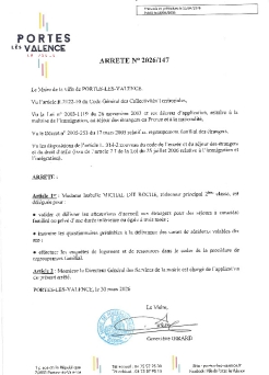 Arrêté 2026/147 - Délégation à un agent